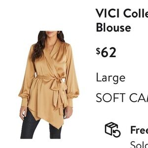 Vici Gold Satin Wrap Blouse